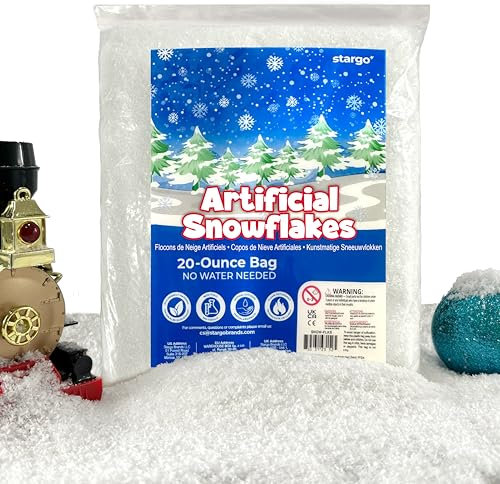 Künstlicher Schnee, 590 ml, Weihnachtsbaum-Schnee-Dekoration, künstlicher Schnee für Urlaubsdekoration, Winter-Displays, Weihnachtsdorf – funkelnder weißer trockener Schnee für beflockte