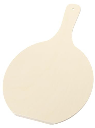 QUARKZMAN Planche à Pizza en Bois de Bouleau 38 x 26 x 0.6 cm, Pelle à Pizza Planche Ronde, Ustensiles de Cuisine avec Manche pour Disposer les Pizzas, Lot de 1, S