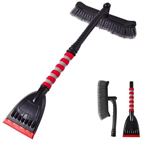 Mulor Rascador de Hielo con Cepillo de Nieve para Parabrisas Coche Cepillo Giratorio Desmontable Agarre de Espuma 67CM Longitud Completa