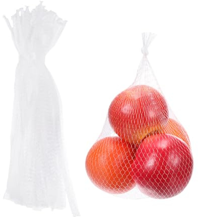 sourcing map 100 Pcs Reusable Mesh Produce Bags, 30cm/12 Inch Washable Net Storage Bags Reusable Grocery Reusable Storage Bags for Fresh Fruit Vegetables Seafood, White