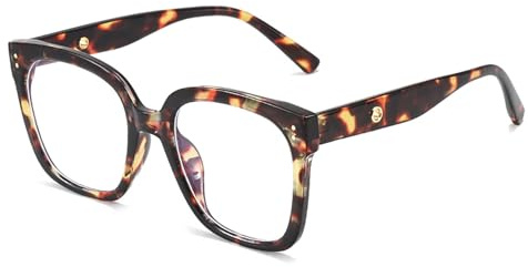 JINJUMEI Lunettes de Lecture, Lunettes Anti-lumière Bleue pour Femme, Lunettes Surdimensionnées de la Mode, Lunette Gaming, Lunettes de Vue Ronde, Lunettes pour Ordinateur et Gaming