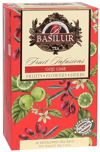 BASILUR Fruit Infusions - Tè decaffeinato alla frutta con aroma naturale di goji, lime e agrumi, in bustine 20 x 2 g (1)