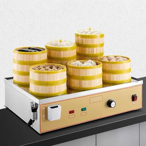 PRMTYUP Macchina Elettrica per Panini al Vapore, Vaporeria Elettrica Professionale, Macchina per Panini al Vapore A 2/4/6 Fori, Vaporeria in Acciaio Inox per Panini,6hole