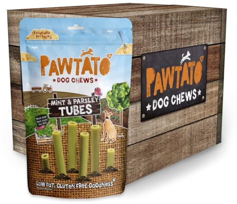 Pawtato Minze & Petersilie Tubes 6x90g - Vegane Hundekauartikel, Hypoallergenes
