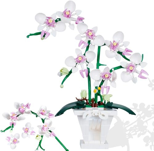 janeunique Flowers Bouquet Building Set – 718 PCS Flower Botanical Forever Decoration Building Kits Collection - Home Office Decor Gift for Adults Birthdays (Orchid)