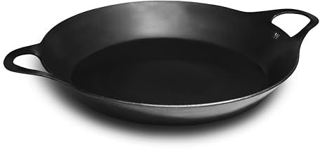 FeuerWerk-Wastl hochwertige Eisenpfanne mit beidseitigem Henkelgriff, schmiedeeiserne Pfanne, Bratpfanne, Herdarten geeignet (31)
