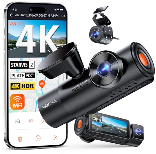 Vantrue N4 Pro S 4K 3 Channel Dash Cam w/Triple STARVIS 2, 4K+1080P+2.5K Front Inside Rear Dash Camera, 4+2.5K Dual Channel, HDR IR Night Vision, Voice Control, Parking Mode, GPS, Wi-Fi, Support 1TB