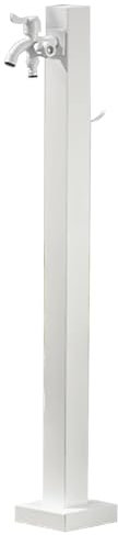 QSNYJPL Wassersäule Garten, Gartenbrunnen für Außen aus Edelstahl, Garten Wasserhahn Säule mit Doppeltem Wasserauslasshahn, Brunnen Garten(White,60cm/24in)