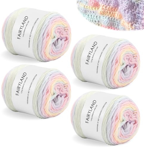 Wolle Farbverlauf 400g, Wolle zum Häkeln, Cupcakes Bobbel, Häkelwolle Farbverlaufsgarn zum Stricken Elegante Pullover Schal Decke - Regenbogenfarbig