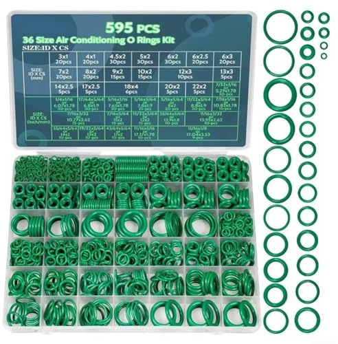 HpLive 595-teiliger Klimaanlagen O-Ring Dichtungssatz Auto Gummidichtung Sortiment 36 Größen für KFZ Reparatur