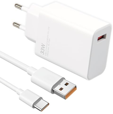 Cargador 33W, Cargador 33w Carga Rapida y Cable USB C 2M,