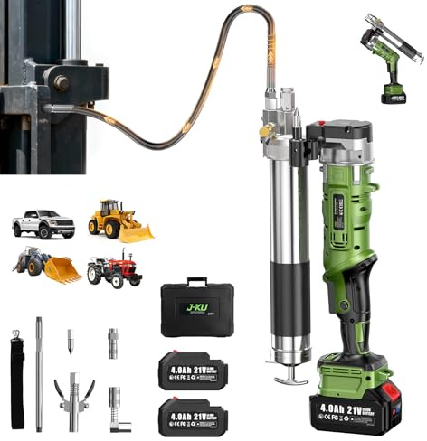J-KU Kit de Pistola de Grasa eléctrica: 2 en 1, Funciona con 2 baterías y Cargador