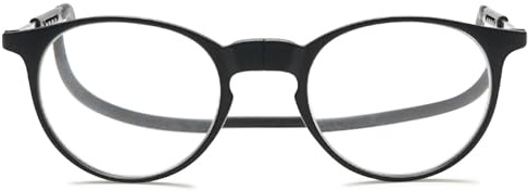 MAGIMODAC Runde Magnetische Lesebrille Damen Herren Magnetverschluss Hängender Hal Leicht Faltbar Lesebrillen Retro Haltbar Flexibel Magnetlesebrillen mit Verstellbaren Bügeln Schwarz +3.50