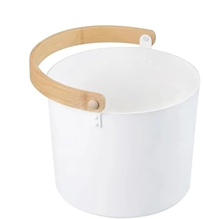CBFGGOEUDFBS Seau en Aluminium de 7 L avec Longue cuillère et louche, récipient Chauffant en métal avec poignée, Pot de Spa, Outil for Sauna(White)