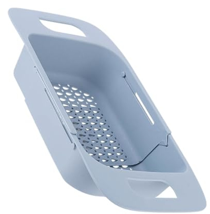 LOEFLIFA Scolapiatti Estendibile in Resistente Scolapiatti da Lavello Multifunzionale per Frutta e Verdura Portatile e Leggero con Drenaggio Rapido Adatto Cucine Moderne Blu