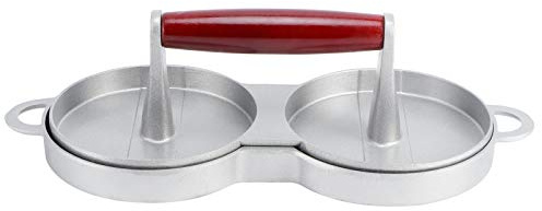 flexman Presse à Hamburger Ronde à 2 Grilles, Presse à Hamburger Professionnelle en Alliage d'Aluminium Antiadhésif avec Poignée en Bois, Moule de Cuisine pour Barbecue de Cuisine