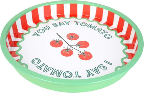 Talking Tables Grand Plateau de Service Rond pour Boissons, collations, Condiments décoratifs et colorés, Motif Tomate, idéal pour Les Repas d'été, Les barbecues, Les Repas en Plein air, Les fêtes de