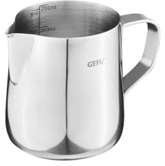 GEFU Barista Milchkännchen 250 ml - Edelstahl Milchkanne für Milchschaum | Ideal für Latte Art, präzise Ausgießnase, Messskala innen, rostfrei & spülmaschinengeeignet, stabil aufschäumen