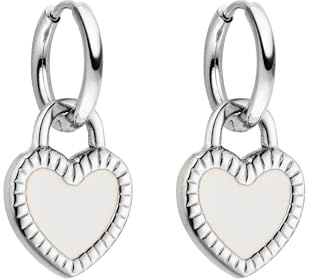 Purelei Heart Charm Creolen – Edelstahl Ohrringe mit beidseitigem Herzanhänger in Weiß & Schwarz – wasserfest, zeitloses Design – Gold, Silber oder Roségold