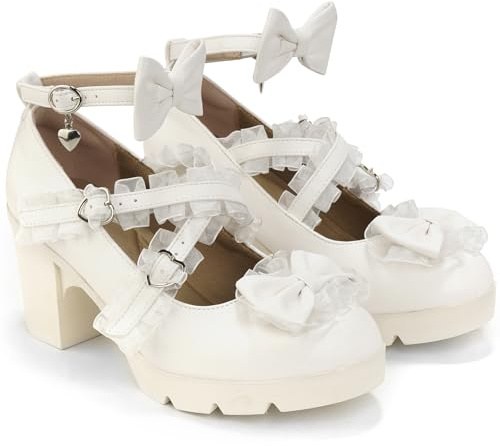 WUIWUIYU Chaussures Lolita Escarpins Femme Talon Haut Mary Jane Style Y2K avec Plateforme Confort