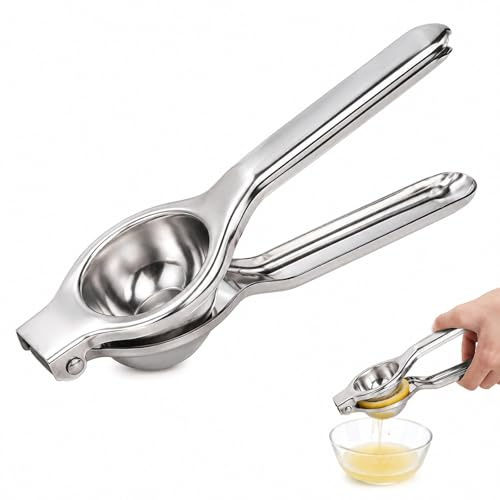Manual Lemon Squeezer, Heavy Duty Metal Citrus Press Juicer, Premium Lemon Orange Lime Hand Juicer, Engineered Hand Squeezer Easy to Use and Clean, Anti Corrosive and Dishwasher Safe