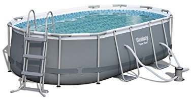Piscina Oval Power Steel Frame Pools con bomba de filtración + escala de seguridad – Bestway – 4.24 M x 2,50 m x 1.00 m