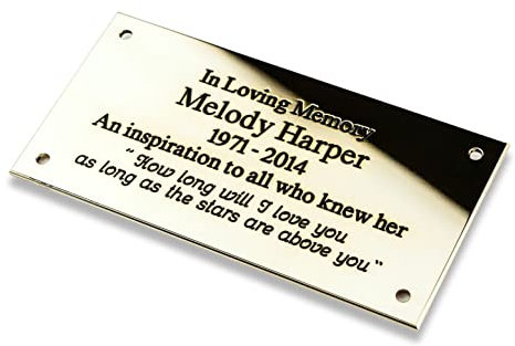Engraving Studios 4 x 2 Rectangular solid brass engraved nameplate. Personalised engraved memorial plaque