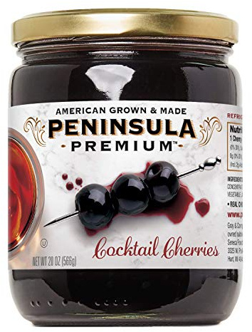 Peninsula Premium Cocktail Cherries | Award Winning | Deep Burgundy-Red | Silky Smooth, Rich Syrup | Luxe Fruit Forward, Sweet-Tart Flavor | Gourmet | American Grown & Made | 20 Oz