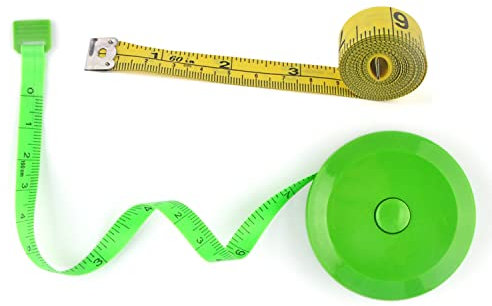 WINTAPE Körpermaßband - Weiches, Einziehbares Doppelseitiges Maßband für Nähen und Handwerk - 150cm Grün (2 Stück)