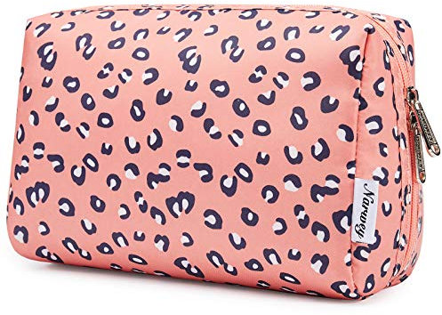 Narwey Make up Tasche Damen Schminktasche Kosmetiktasche Kulturtasche Damen Kulturbeutel, Makeup Tasche Makeup Bag (Leopard, Groß)
