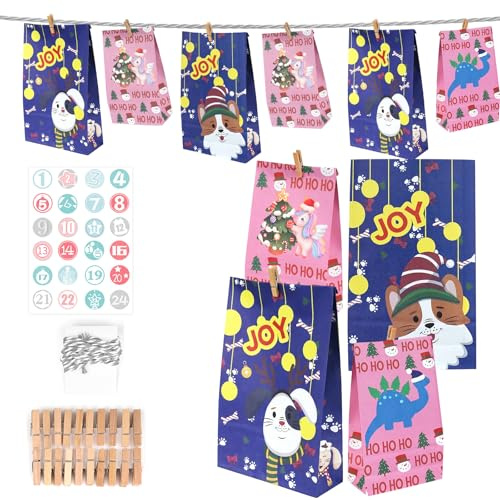 Adventskalender Zum Befüllen, Pappeier Zum Befüllen Kinder Groß Geschenk Papiertueten Zum Selber Befüllen Basteln Advents Tüten Groß DIY XXL, Adventskalender Selber Machen, Weihnachtstüten 24 PC