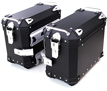 WHYUNM26 38L Motorrad Seitenbox wasserdichte Aluminium Werkzeugbox Links Rechts Box Gepäck Werkzeugkasten Aufbewahrung Schlüsselschloss Heckbox Fall 2 Stück,Black