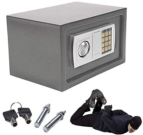 Caja Fuerte Electrónica con Teclado Digital y 2 llaves, Cajas Fuertes de Seguridad de 8.5L para Oficina, El Hogar, Hotel, 31x20x20cm, Gris