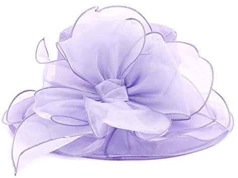 Testudineus Damen Organza Kirche Hut Kentucky Derby Fascinator Kappe für Tee Party Braut Hochzeitskleid Sonnenhut, Lila a, Einheitsgröße