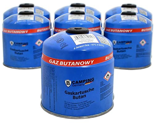 TronicXL 8 x 500 g gaspatroner, 500 g, med skruvventil, butangaspatron, campingventilpatron, campinggaspatron, gaspatron, 7/16 tum skruvgänga