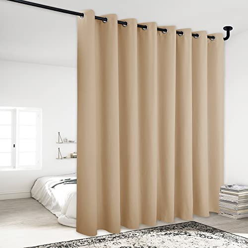 NICETOWN Privacy Room Divider Curtain Screen Partitions, Basement Hospital Medical Clinic Spa Lab Cubicle Divider Privacy Screen Patio Door Curtain (Biscotti Beige, 1 Panel, 120 Wide x 95 Long)
