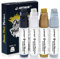 JEFFNIUB Acrylstifte Weiß Schwarz Silber Gold Acrylmarker Breit 4er 3in1 Multi-Line 5-15mm Spitze Wasserfest Acrylstifte für Steine, Glas, Metall, Holz, Halloween Kürbis Basteln Bemalen