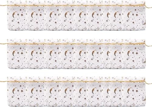 LJFEA 30pcs Organzasäckchen, 7 x 9 cm Organza Geschenktüten Sterne und Mond Organzabeutel Schmuckbeutel für Weihnachten Hochzeit Party Babyparty(Weiß)