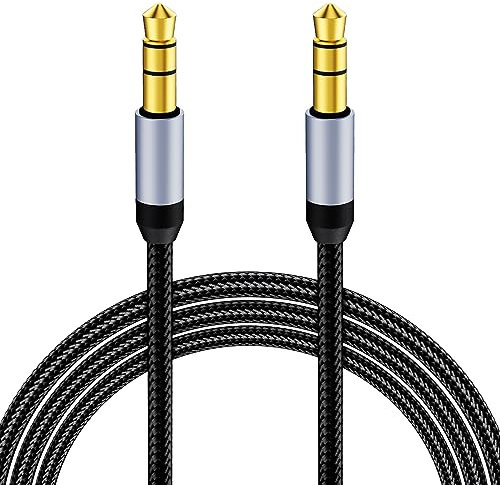 AXFEE Aux Kabel 3,5mm Klinkenkabel [1M] Stereo Audio Kabel Klinke auf Klinke Nylon Geflochtenes Hochwertige, für Kopfhörer, Auto, Handy, PC, Lautsprecher, Smartphones, Stereoanlagen, MP3-Player usw