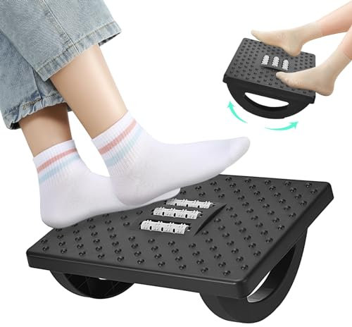 Poggiapiedi da scrivania confortevole con cuscino ergonomico in plastica e punti massaggiatori per un comfort ottimale in ufficio