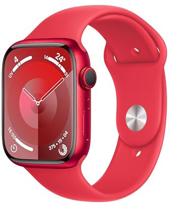 Apple Watch Series 9 GPS, 45 mm Aluminiumgehäuse (Product) RED, Sportarmband (Product) RED – M/L