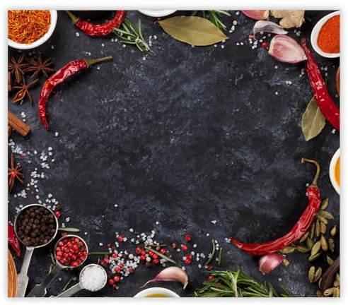 SMTDeco Herdabdeckplatte 60×52 cm – ESG gehärtetes Glas, kratzfest & rutschfest – Spritzschutz & Schneidebrett – für Induktion/Ceranfeld – 1-teilig, Motiv Gewürze Löffel Rot