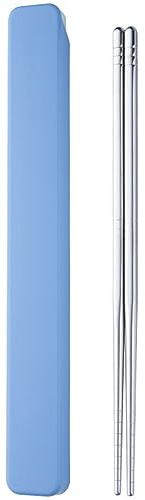 Bacchette in metallo 1 paio di bacchette riutilizzabili in acciaio inox con custodia design a strappo Utensile portatile per la scuola casa ufficio campeggio viaggio Bento Box