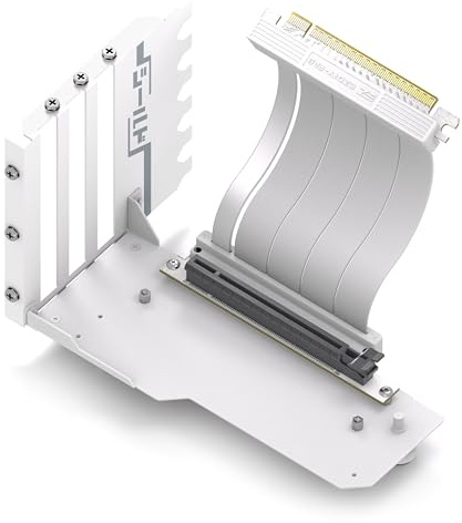 EZDIY-FAB Shield Vertikaler GPU Halterung,115 mm PCIe 4.0 Riser,Weiß | Dual-Lock-Struktur,Schwere GPU-Stütze,7 Voll Geöffnete Slots,Gen-4-Riser-Kabel,90° Winkelstecker,Vertikale GPU-Präsentation