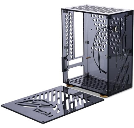 ERYUE Caja de ordenador pequeña portátil,carcasa de plexiglás,carcasa compacta para PC,carcasa para PC de escritorio,placa base mini-ITX,fuente de alimentación flexible,Chasis de computadora mini torr