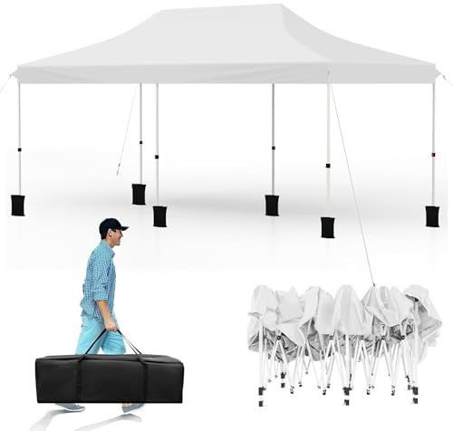 RELAX4LIFE Tonnelle Pliante 3x6 Imperméable, Montage sans Outil | Barnum Pliant 3x6 Anti-UV, Sac Transport, Hauteur Réglable, Protection Solaire pour Mariage Fête Marché