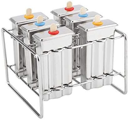 Es De Paleta 100Ml Acier Inoxydable Para Hielos De Métal Aciers Inoxydables Crème Glacée Cuisine Bricolage Moule À Glace Outil Argent (Tête plate double rainure)