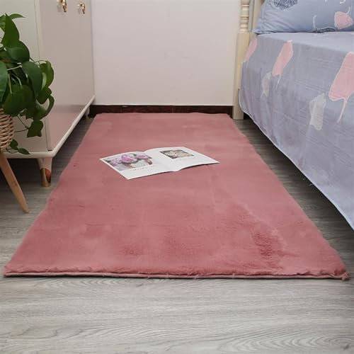 Guetto Hochflor Teppich Wohnzimmer Fellteppich Kunstfell Shaggy Flauschig Einfarbig, Wohnzimmer Schlafzimmer Kinderzimmer Flur Läufer waschbar rutschfest,Pink a,60x120 cm