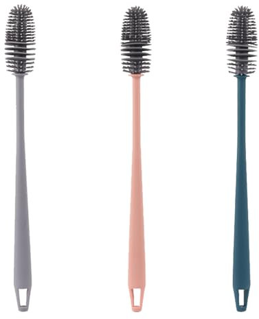 Cepillo de Silicona con Mango Largo para Botellas, Cepillo de Limpieza para electrodomésticos de Cocina,Cepillo para Botellas, jarras de vacío, jarrones y cristalería, Paquete de 3