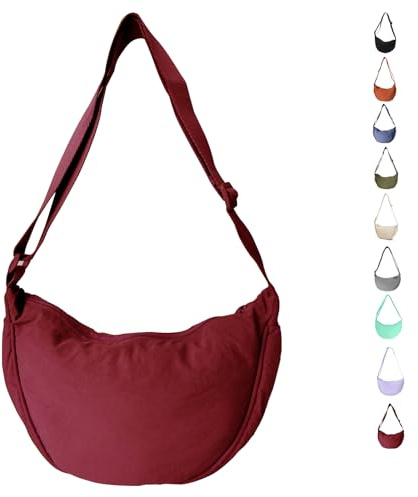 LOCCY Bolsa Media Luna para Mujer Bolsa Media Luna de Nylon Bolsa Dumpling Bolsa Crossbody Mujer Bolsa de Hombro de Nylon con Correa Ajustable Bolso Media Luna Portátil para Uso Diario